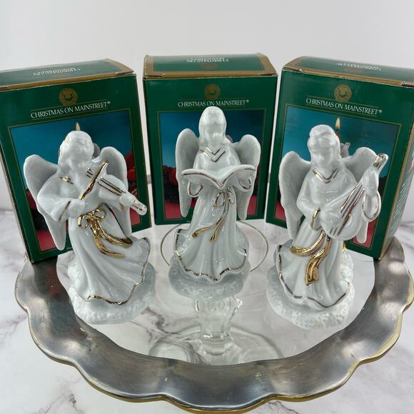 Christmas On Mainstreet Porcelain Angel Candleholders Set of 3 Musical Angels - Picture 2 of 14